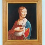 Patrizia Comand (Włochy) Dama z łasiczką, 50x40 cm, akryl na płótnie