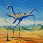 Dzinoobłoczak badylołapy - akryl na płótnie, 40x40 cm, 2019