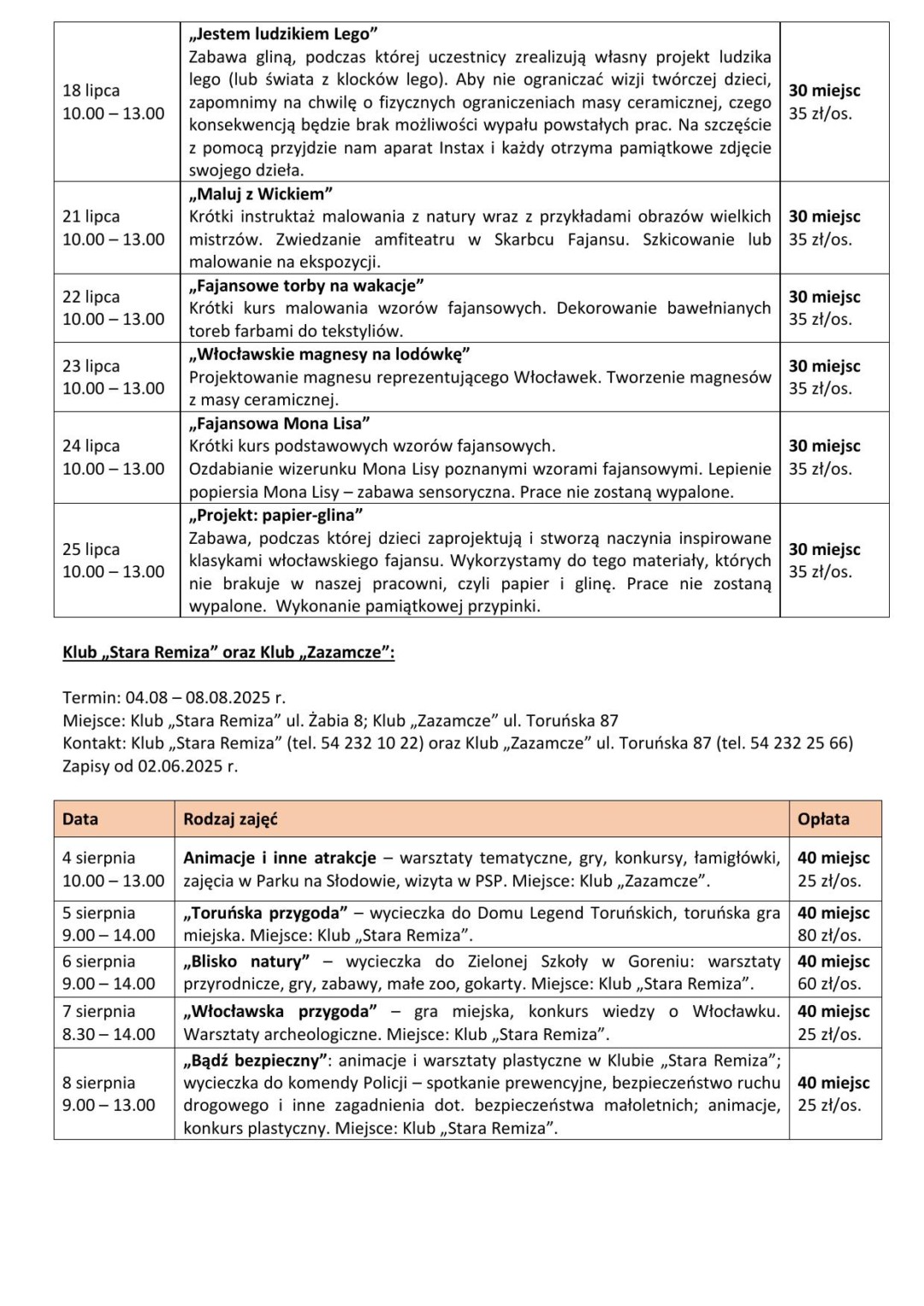 Letnie akcje na wakacje tabelki3